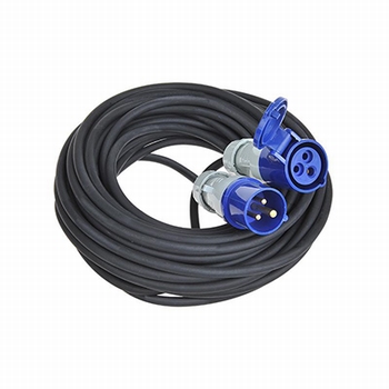 CEE kabel 3x1,5mm² (30 mtr) met doorvoer Schuko