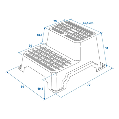 Trapje  2 trede kunststof breed